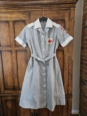 Vintage 1950s American Red Cross Gray Lady Volunteer Uniform Dress Mercantile